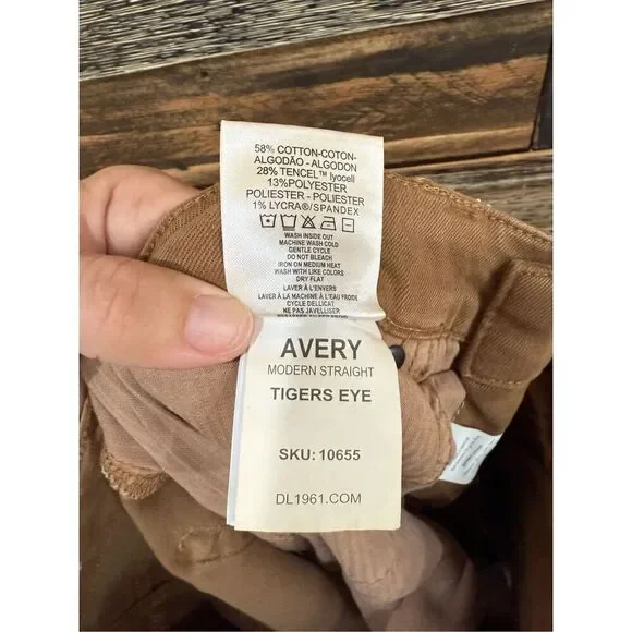 DL1961 NWT AVERY DL ULTIMATE PANT Mens Tigers Eye Brown Modern Straight sz 31x34 - Picture 6 of 7